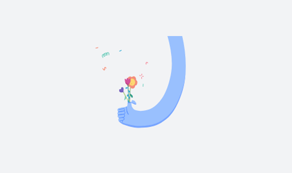 facebook animace textu - ruka s květinkou