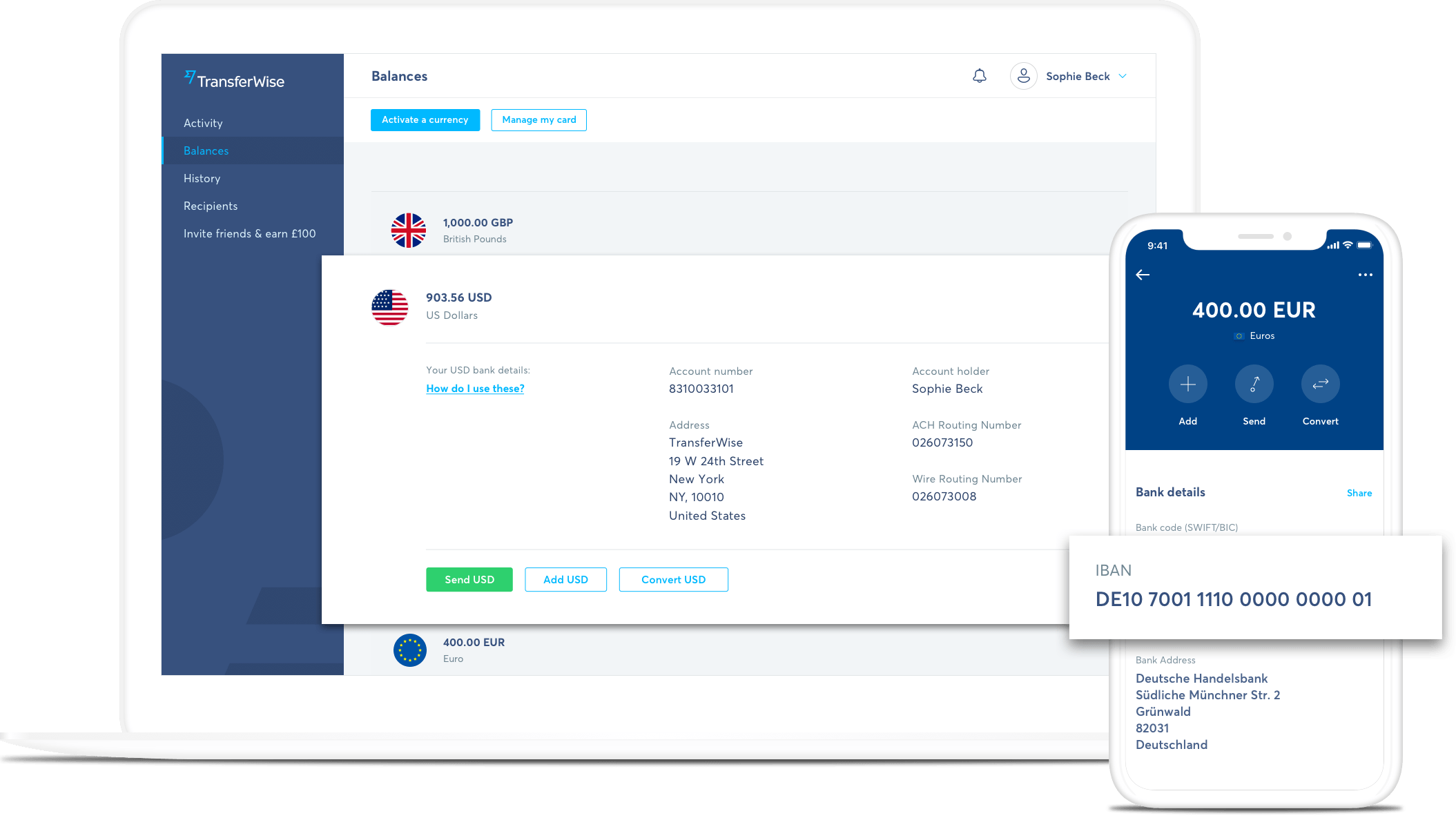 TransferWise - borderless account účet